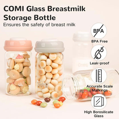 COMI Natural Glass Baby Bottle And Breastmilk Storage Bottle 6oz 2-Pack (photo 3)
