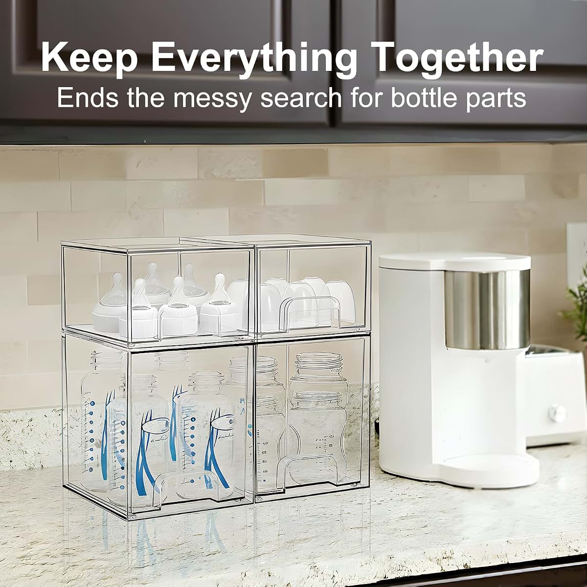 Saccik Bottle Storage Organizer Baby: Acrylic Stackable Storage Drawers (photo 3)