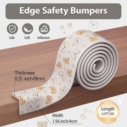 Lonlown Edge Protector for Baby Proofing, 6.5ft Soft Rubber Foam Furniture Bumper, Gray