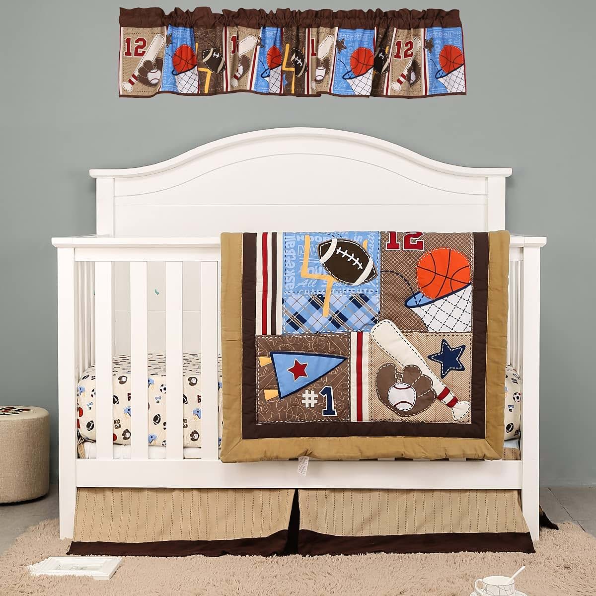 CribMATE Nursery Room Window Valance 1 PC Brown Sports/Pink Animal/Grey Blue Sports Baby Girl/Baby Boy Window Curtain