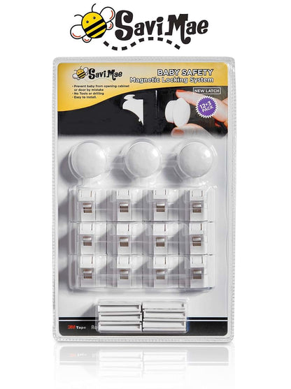 Savi Mae Magnetic Baby & Child Safety Locks for Cabinets & Drawers, 12 Locks + 3 Keys, 3M Adhesive