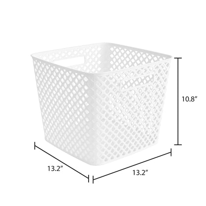 White Cube Storage Basket Organizer Bin for Closets and Shelving