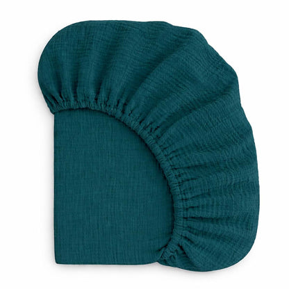 Ababy Custom Size Baby Fitted Sheet in Deep Teal Muslin Cotton