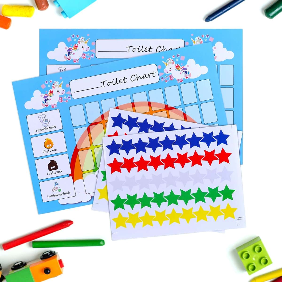 Unicorn Rainbow Potty Training Chart Twin Pack with Stickers