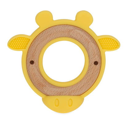Nuby Natural Wood Teether Silicone Giraffe