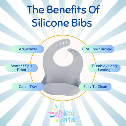 Aiden's Corner Silicone Waterproof Bib for Infants and Toddlers Unisex