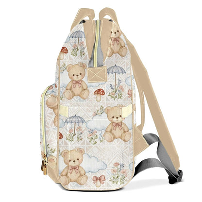 LiSoAkWE Personalized Diaper Bag Backpack with Name,Customized Cute Bear Clouds Bow Mushrooms Nappy Backpack for Baby (photo 3)