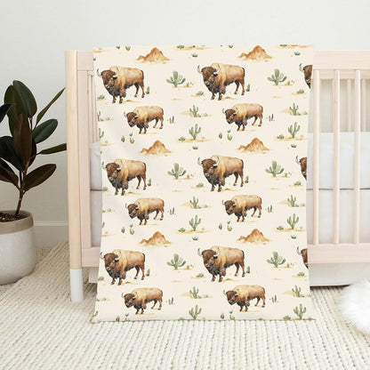 Wicbfdfv Vintage Western Buffalo Cactus Flannel Baby Blanket (photo 2)
