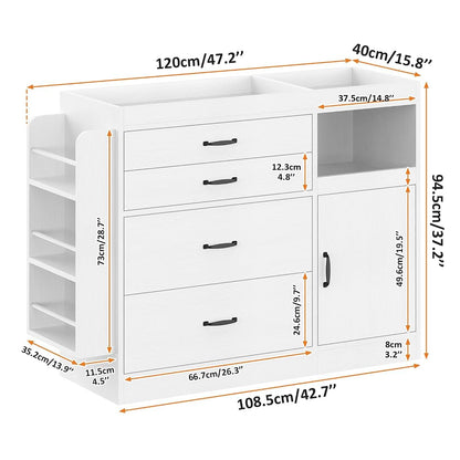 Bigbiglife Changing Table Dresser with 4 Drawers and Storage Shelves
