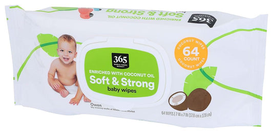 365 by Whole Foods Market Coconut Baby Wipes, 64 Count, Pack of 3