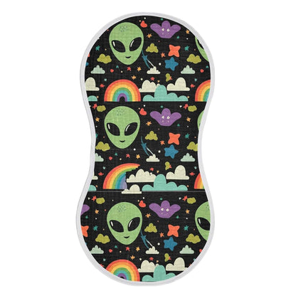 Cute Green Aliens Muslin Burp Cloths Set of 2 for Newborn