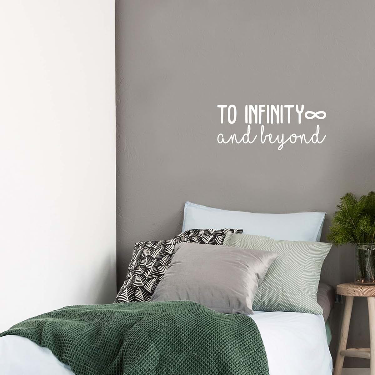 BabyOneStop Vinyl Wall Art Decal - To Infinity And Beyond Quote Sticker - 10.5 x 25 Inches - White