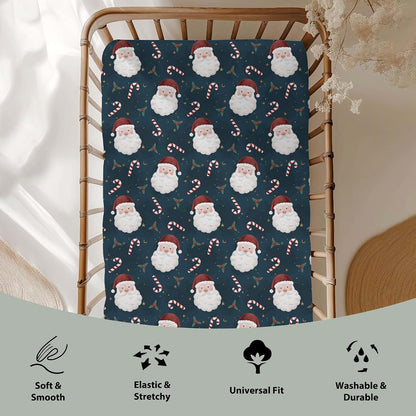 Santa Claus Fitted Baby Crib Sheet 52"x28" Soft Polyester