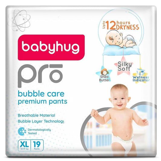 Baby Hug Pro Bubble Care Premium Pant Style Diapers Extra Large For Unisex (Xl) Size - 19 Pieces