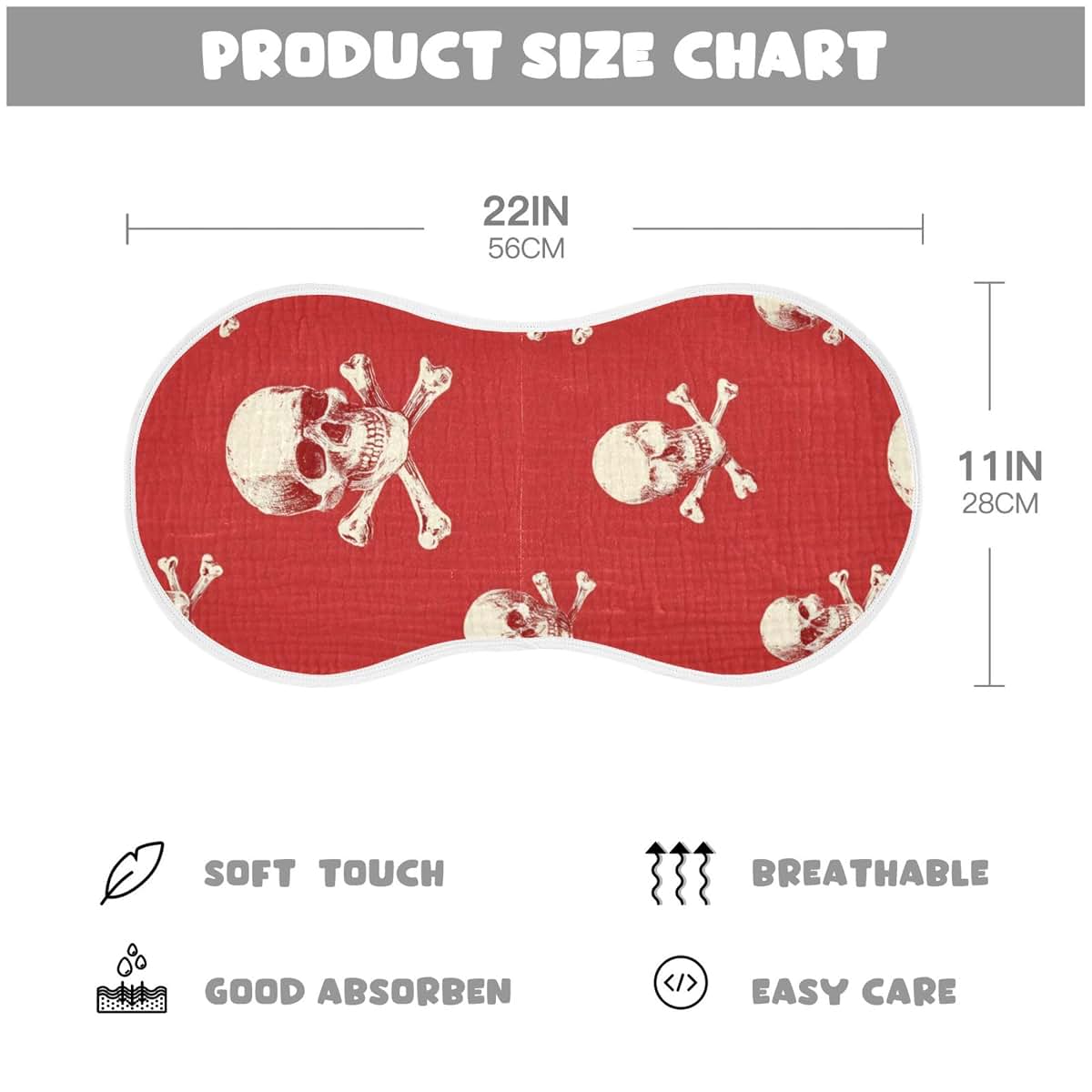 Mazeann Skull Crossbones Burp Cloth