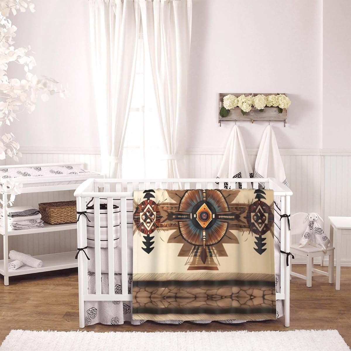 WBQLSL Native American Painting Pattern Baby Blanket 30"x40" Crib nap Blanket Newborn Gift