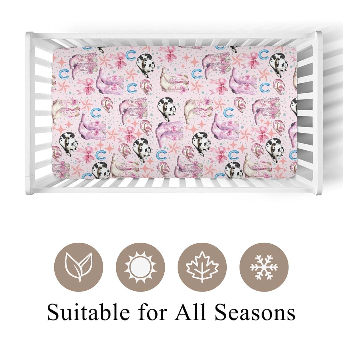 Wicbfdfv Western Cowgirl Boot And Hat Fitted Crib Sheet (photo 2)