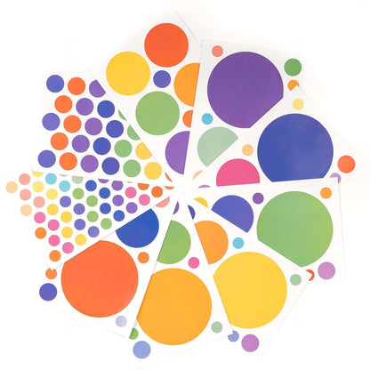 PapaKit Round Polka Dot Confetti Wall Decal Bright And Bold Rainbow 190 Pieces