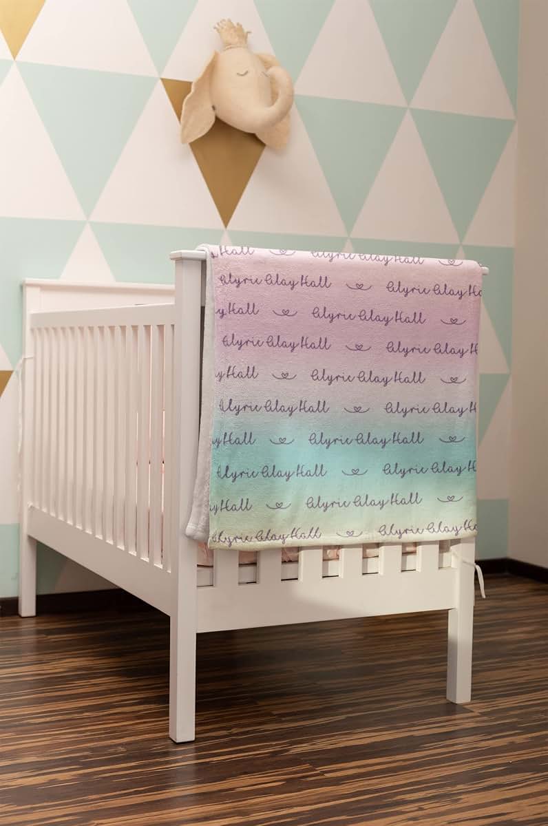 Loving Families Personalized Pastel Rainbow Throw Blanket (photo 2)