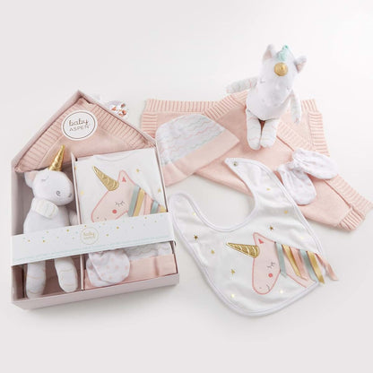 Baby Aspen Unicorn 5-Piece Welcome Gift Set for Newborns