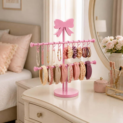 Sliner Pink Bow Headband Holder 2-Tier Organizer