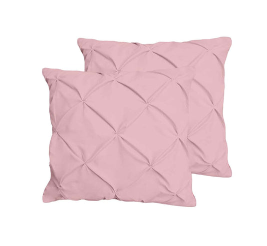 Jbd Linen Pinch Pleated Pintuck Euro Cushion Cover Set, Baby Pink