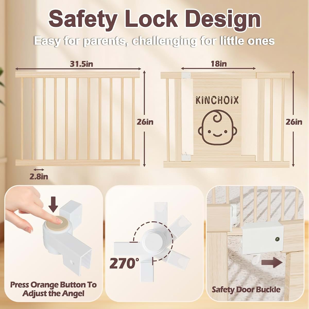 Playpen & Baby Gate | Solid Wood Play Area for Toddlers