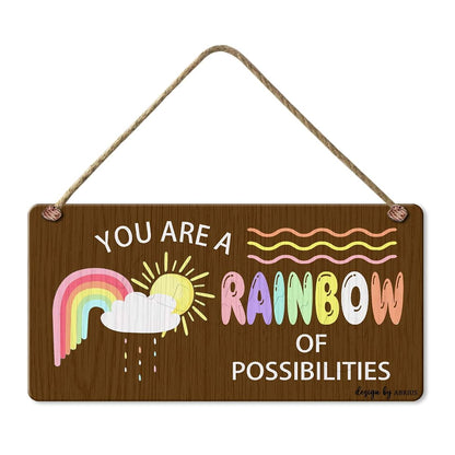 ABRIUS You Are A Rainbow Of Possibilities Wood Sign Decor Plaque