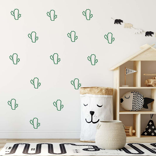 Pulse Vinyl Cactus Wall Art Decal Set, 20 Pieces