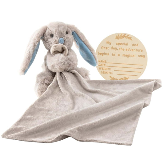 Baby Bunny Lovey Super Soft Large Security Blanket 19.6 Inches Blue Rabbit