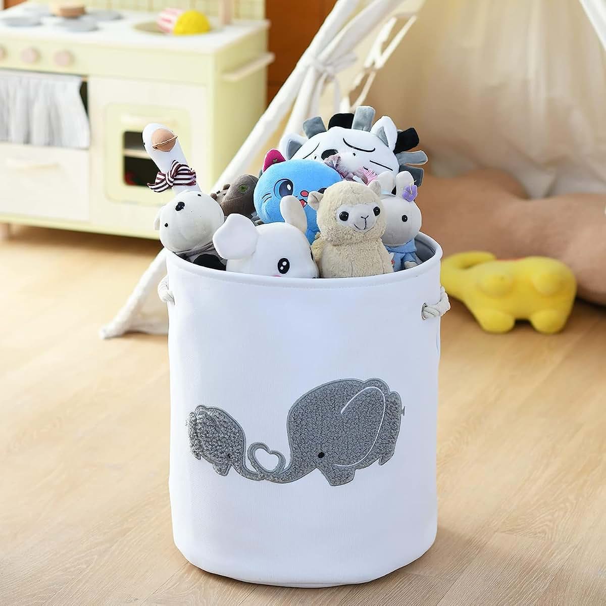INough I nylon 2-Pack Storage Baskets, Nursery Size, Hamper & Laundry, Mother Baby Gift, Elephant Decor (photo 3)