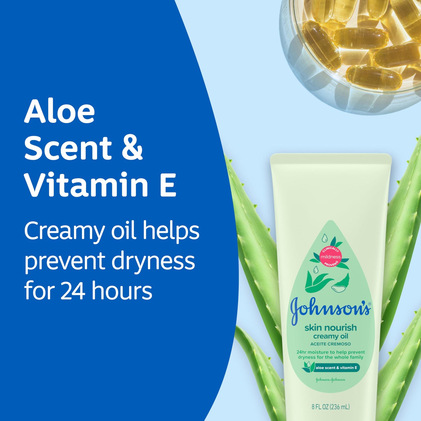 Johnson's Skin Nourish Creamy Oil Aloe Scent