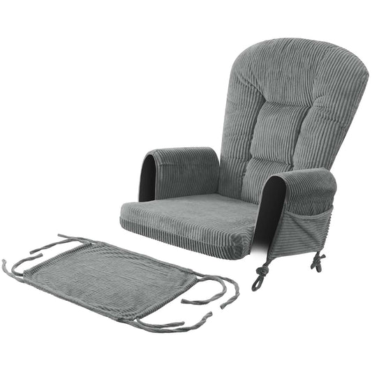 Boshen 5PCS Glider Rocker Replacement Cushions with Storage Side Pockets, Grey