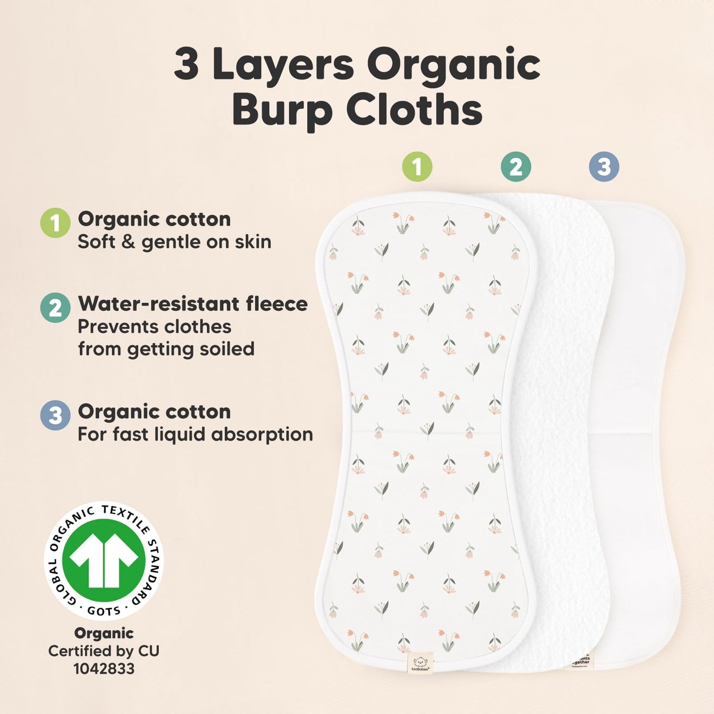 Fleur Organic Burp Cloths 5-Pack