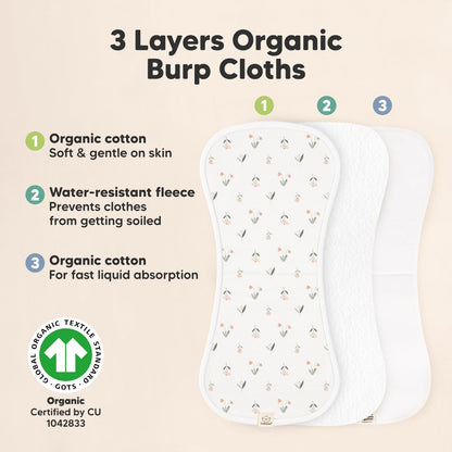 Fleur Organic Burp Cloths 5-Pack