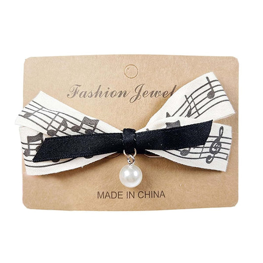XAGMODSHN Musical Note Hair Clips With Bows And Pearls