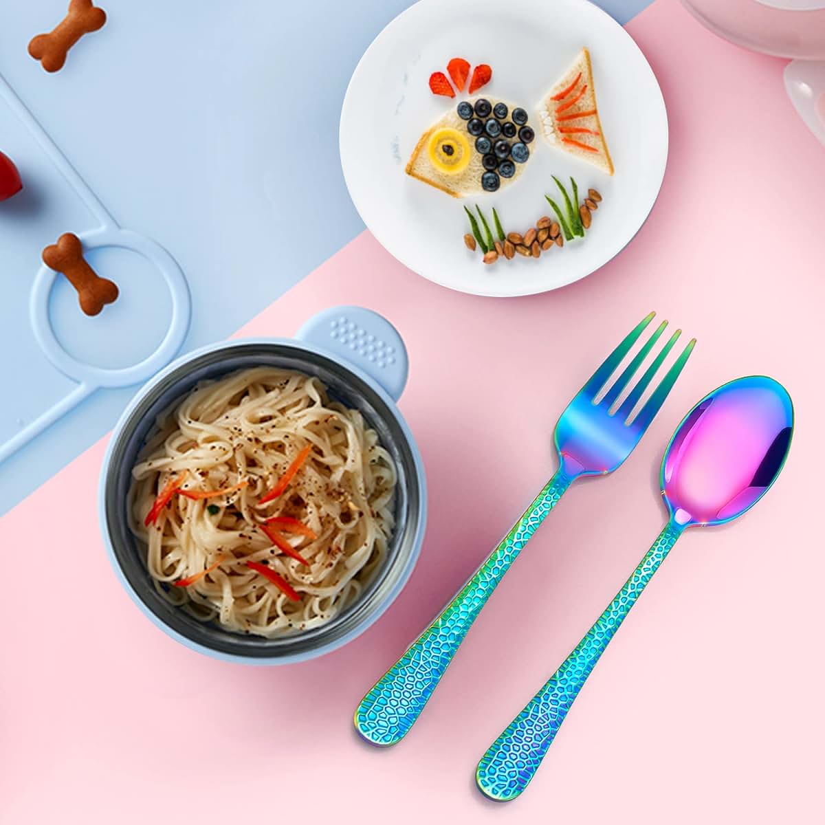 Lianyu 10-Piece Kids Stainless Steel Silverware Set for Toddlers