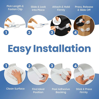Toilet Seat Locks Kit for Baby Proofing Cabinets (8.5" L x 3" W)