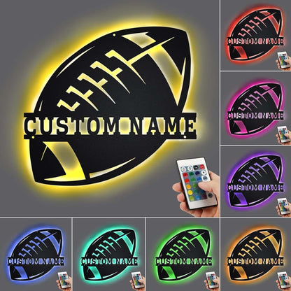 Amabery Personalized Wooden LED Wall Hanging Football Sign (photo 2)