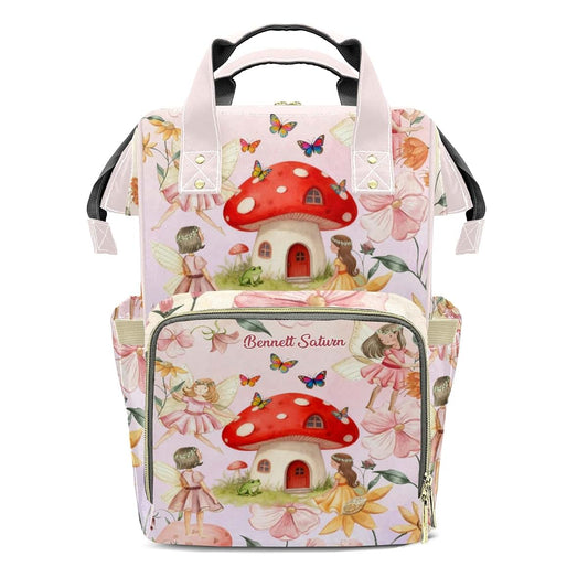 LiSoAkWE Personalized Diaper Bag With Garden Floral Fairy Mushrooms Design