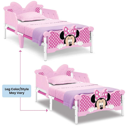 Delta Children Minnie Mouse 3D Toddler Bed, Pink with Guardrails