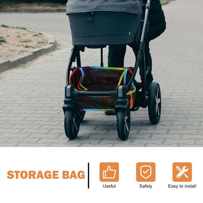 UPKOCH Stroller Bottom Basket Organizer Bag for Baby Essentials, Oxford Cloth Storage