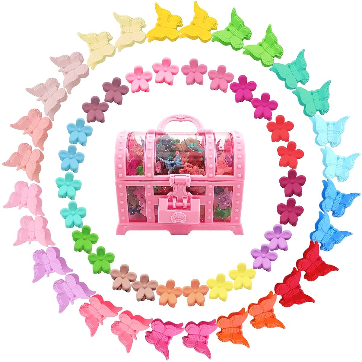 Elemirsa 80 Piece Butterfly and Flower Hair Clip Set for Kids
