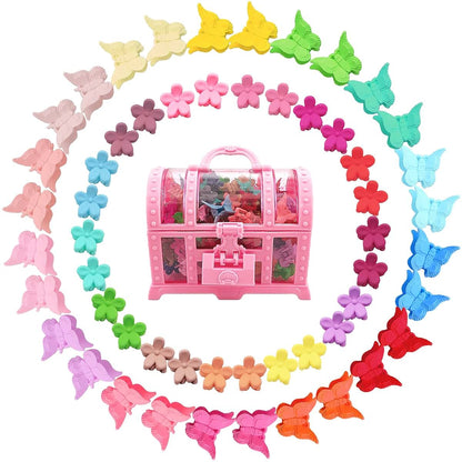 Elemirsa 80 Piece Butterfly and Flower Hair Clip Set for Kids