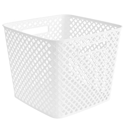 White Cube Storage Basket Organizer Bin for Closets and Shelving