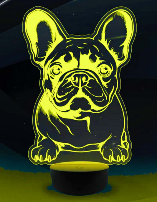 Jinnwell 3D French Bulldog Night Light led Lamp Illusion 7 Color Changing Touch Switch Table Desk Decoration Lamps