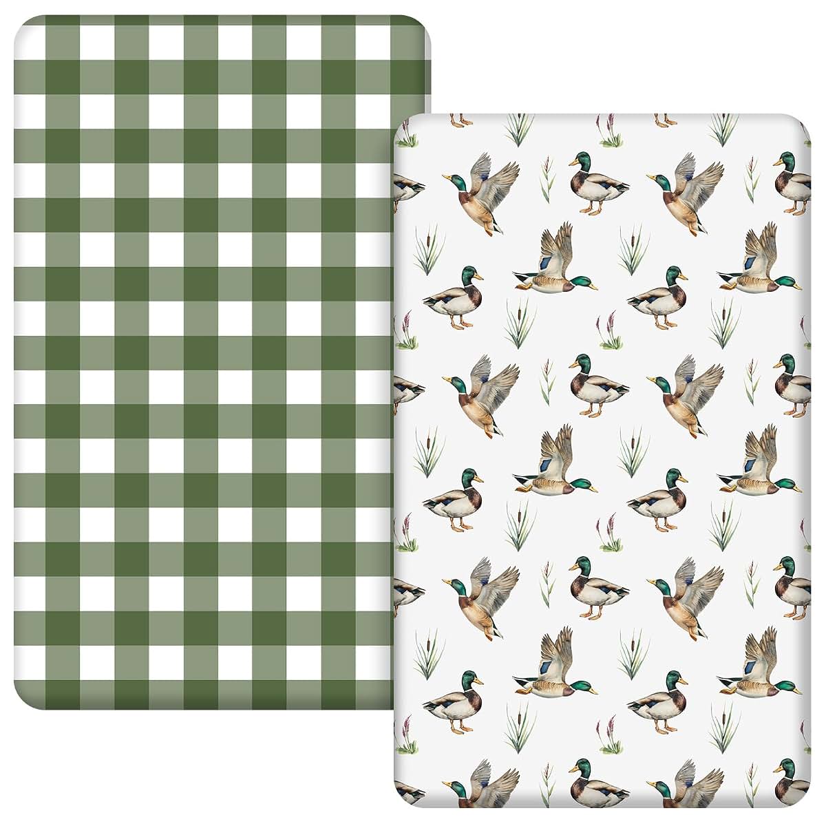 Mindsoft 2-Pack Western Mini Crib Sheets, Mallard Duck Print, 24 x 38 Inches