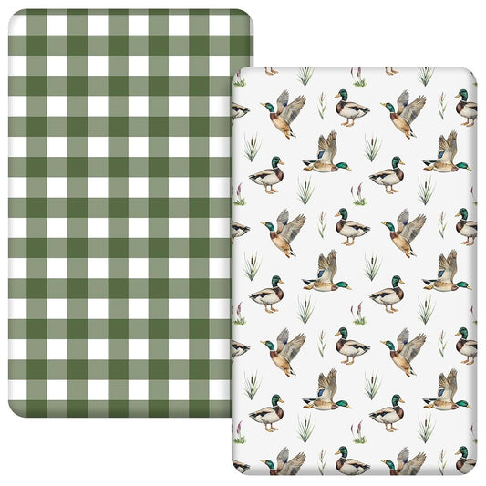 Mindsoft 2-Pack Western Mini Crib Sheets, Mallard Duck Print, 24 x 38 Inches