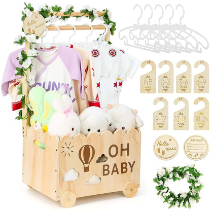 Wooden Storage Crate Closet for Newborn Supplies and Decor