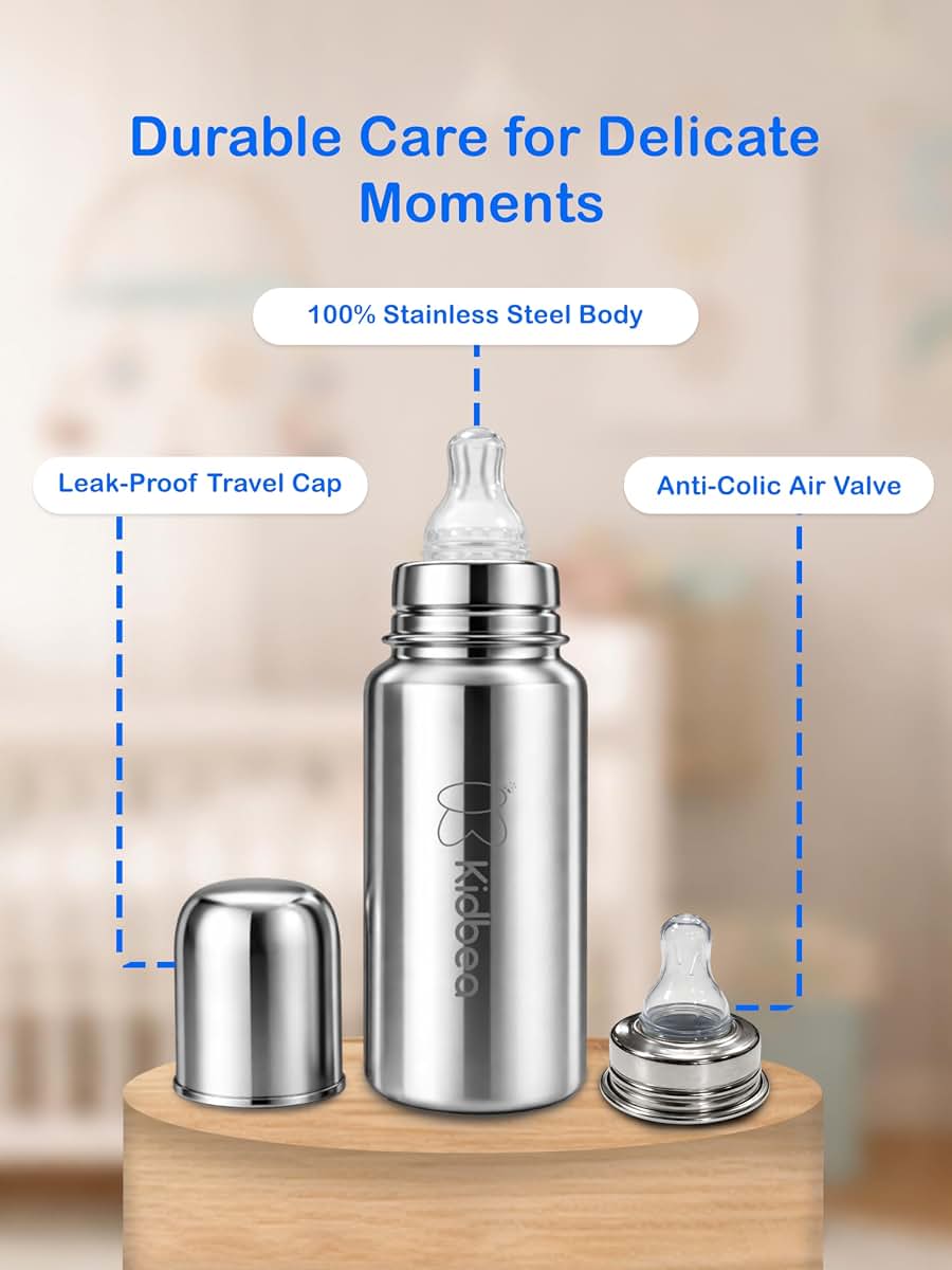 Kidbea Stainless Steel Infant Baby Feeding Bottle, 250 ML (photo 4)